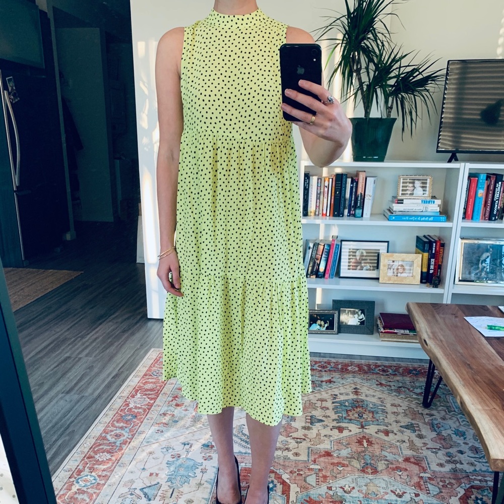 Neon and black dotted dress
